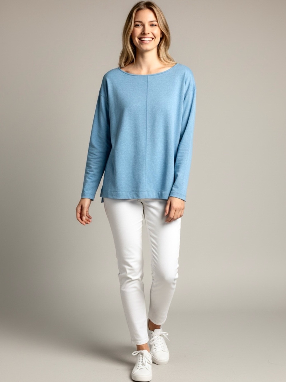 Lilly Pulitzer Luxletic Long Sleeve Performance Blouse Top, Baby Blue, Size M